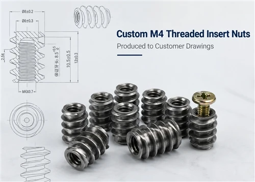 Custom M4 Threaded Insert Pistach Pwodui Pou Kondisyon Desen Kliyan